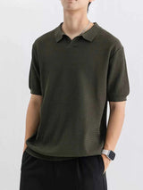 Men's Plus Size Textured Knit Short Sleeve Polo
