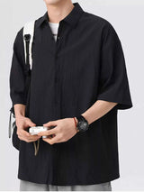 Men's Full Size Textured Short-Sleeve Shirt Plus Size