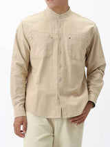 Men's Plus Size Casual Long Sleeve Shirt with Double Chest Pockets