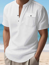 Men's Full Size Button Detail Short Sleeve Shirt Plus Size