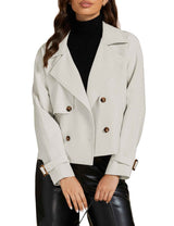 luvamia Jackets for Women Fashion Office Jackets for Women Womens Winter Trench Coat Cute Clothes Womens Office Attire Womens Clothes Womens Winter Coats Light Gray X-Large Fits Size 16 / Size 18