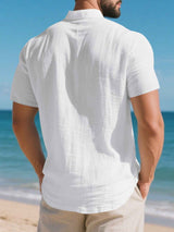 Men's Full Size Button Detail Short Sleeve Shirt Plus Size
