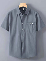 Men's Plus Size Button Up Short-Sleeve Shirt