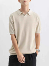 Men's Plus Size Textured Knit Short Sleeve Polo