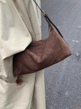 Solid Color Suede Hobo Crossbody Bag
