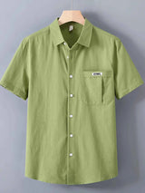 Men's Plus Size Button Up Short-Sleeve Shirt