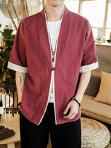 Men's Plus Size Contrast Trim Half Sleeve Shirt