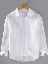 Men's Plus Size Textured Button Up Long Sleeve Shirt