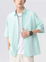 Men's Full Size Textured Short-Sleeve Shirt Plus Size