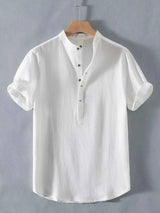 Men's Plus Size Button Detail Short Sleeve Shirt