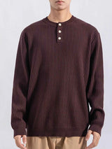 Men's Plus Size Ribbed Button Detail Knit Top
