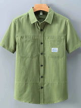 Men's Plus Size Button Up Short-Sleeve Shirt