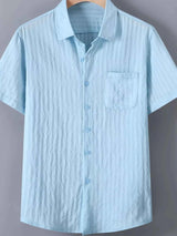 Men's Plus Size Textured Button Up Short-Sleeve Shirt