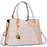 KKXIU Triple Compartments Purses and Handbags for Women Fashion Ladies Satchel Shoulder Top Handle Bag (2-Pink)