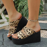 Leopard Open Toe Platform Sandals