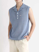 Men's Plus Size Breathable Knit Polo Collar Tank