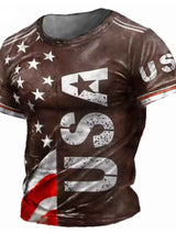 Men's Full Size USA Flag Print T-Shirt Plus Size