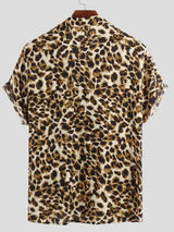 Men's Full Size Leopard Print Short Sleeve Shirt Plus Size