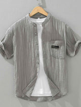 Men's Plus Size Casual Textured Button Up Shirt