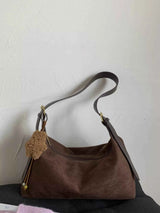 Solid Color Suede Hobo Crossbody Bag