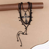 Pearl Cross Pendant Necklace 3 Piece Set
