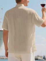 Men's Full Size Casual Linen Blend Short Sleeve Shirt Plus Size