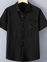 Men's Plus Size Textured Button Up Short-Sleeve Shirt