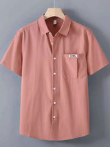 Men's Plus Size Button Up Short-Sleeve Shirt