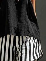 Round Neck Tank and Striped Shorts Set