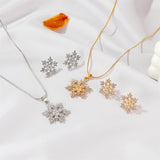 Minimalist Jewelry Set with Snowflake Necklace & Earrings