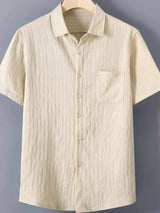 Men's Plus Size Textured Button Up Short-Sleeve Shirt