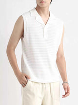 Men's Plus Size Breathable Knit Polo Collar Tank