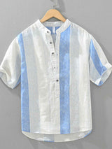 Men's Plus Size Casual Color Block Short Sleeve Shirt