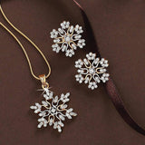 Minimalist Jewelry Set with Snowflake Necklace & Earrings