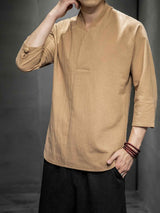 Men's Plus Size Loose Fit 3/4 Sleeve Shirt