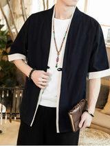 Men's Plus Size Contrast Trim Half Sleeve Shirt