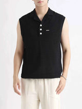 Men's Plus Size Breathable Knit Polo Collar Tank