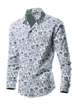 Men's Plus Size Tropical Leaf Print Button-Down Shirt