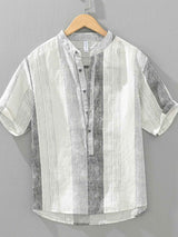 Men's Plus Size Casual Color Block Short Sleeve Shirt