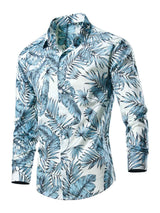 Men's Plus Size Tropical Leaf Print Button-Down Shirt