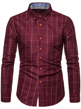 Men's Plus Size Classic Plaid Button-Down Shirt