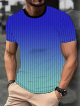 Men's Full Size Gradient Stripe Short Sleeve T-Shirt Plus Size