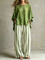 Full Size Solid Color Top and Pants Set Plus Size