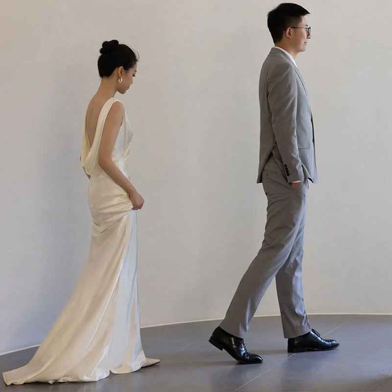 French-style Satin Light Wedding Dress, Elegant And Minimalist For The Bride