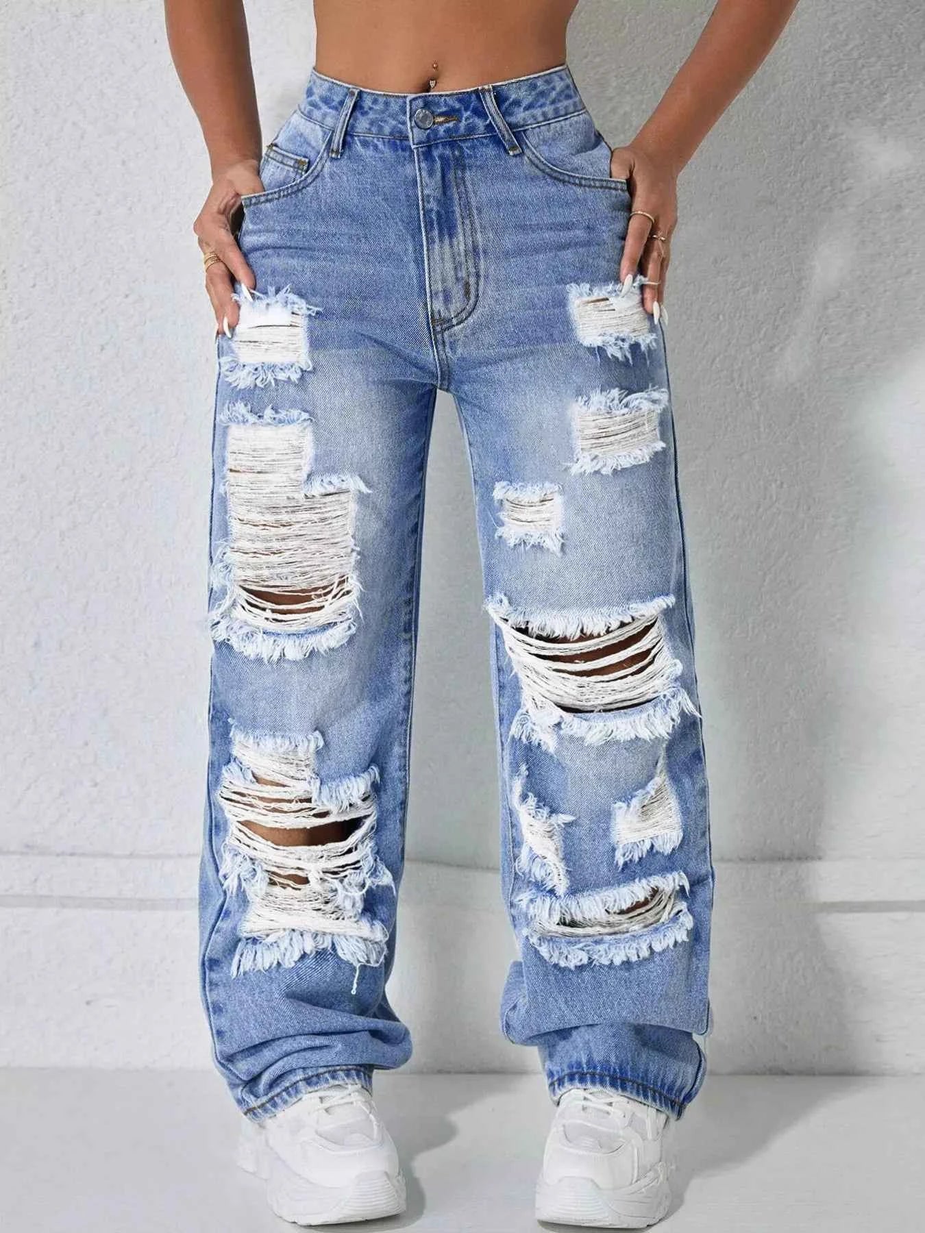 Distressed Wide Leg Jeans