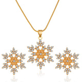 Minimalist Jewelry Set with Snowflake Necklace & Earrings
