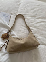 Solid Color Suede Hobo Crossbody Bag