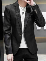 Men's Plus Size Newspaper Print One Button Blazer