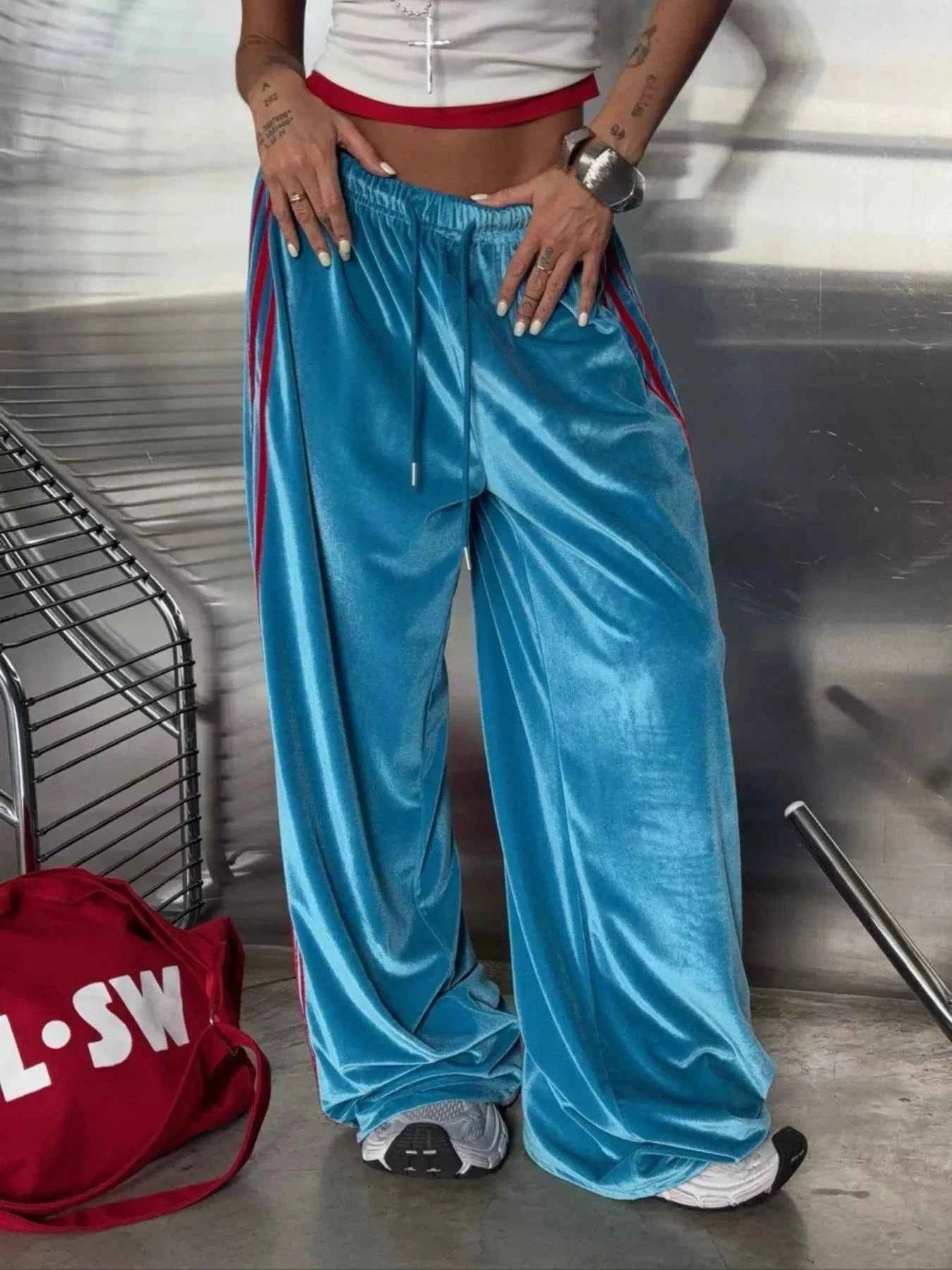 Velvet Wide-Leg Pants