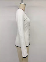 Contrast Trim Button Decor Knit Top